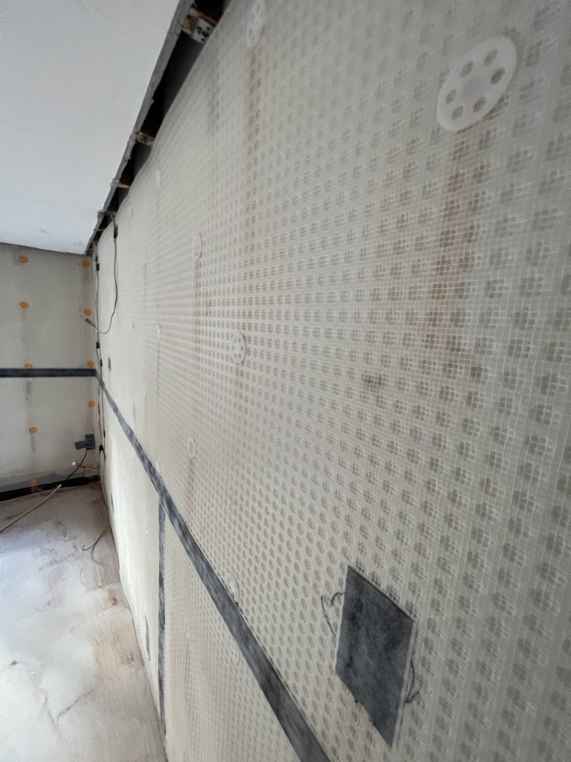 Close-up of basement wall membrane