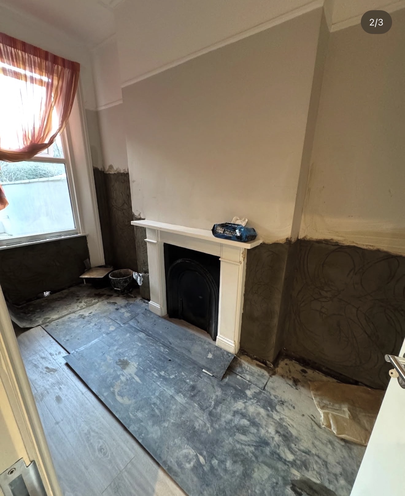 Wall treatment and plastering in progress