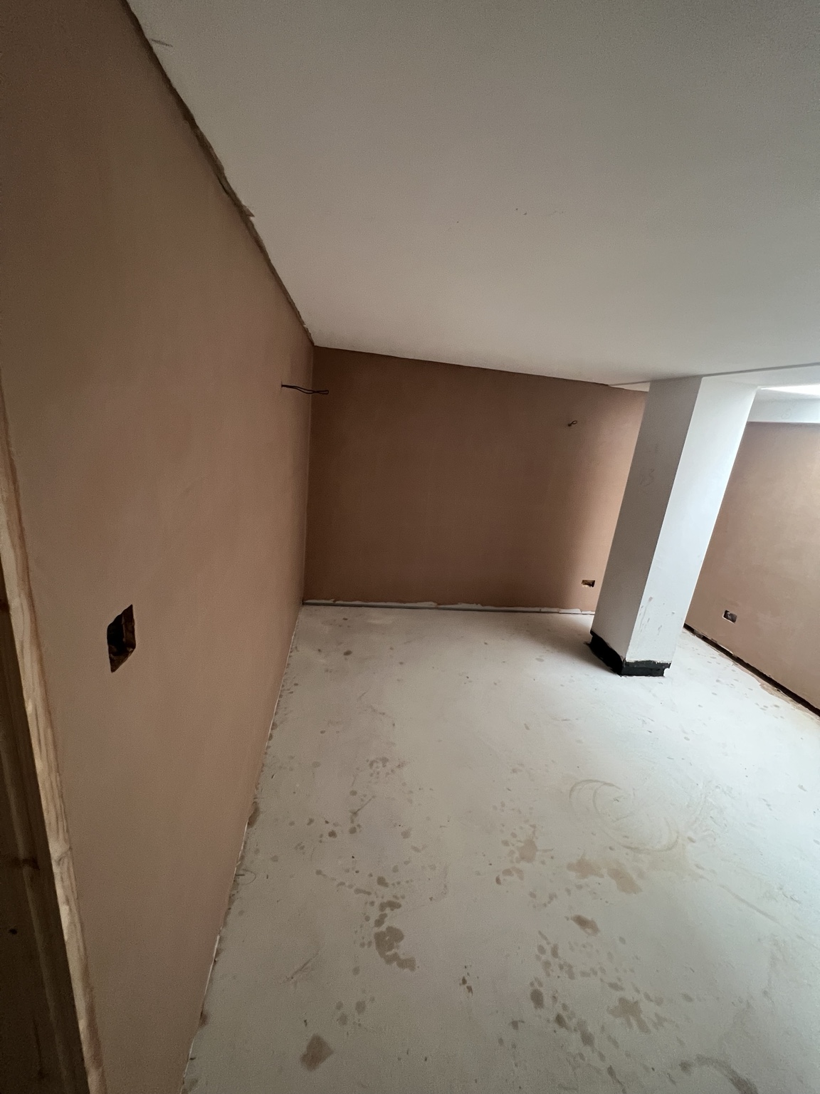 Plastered walls and columns