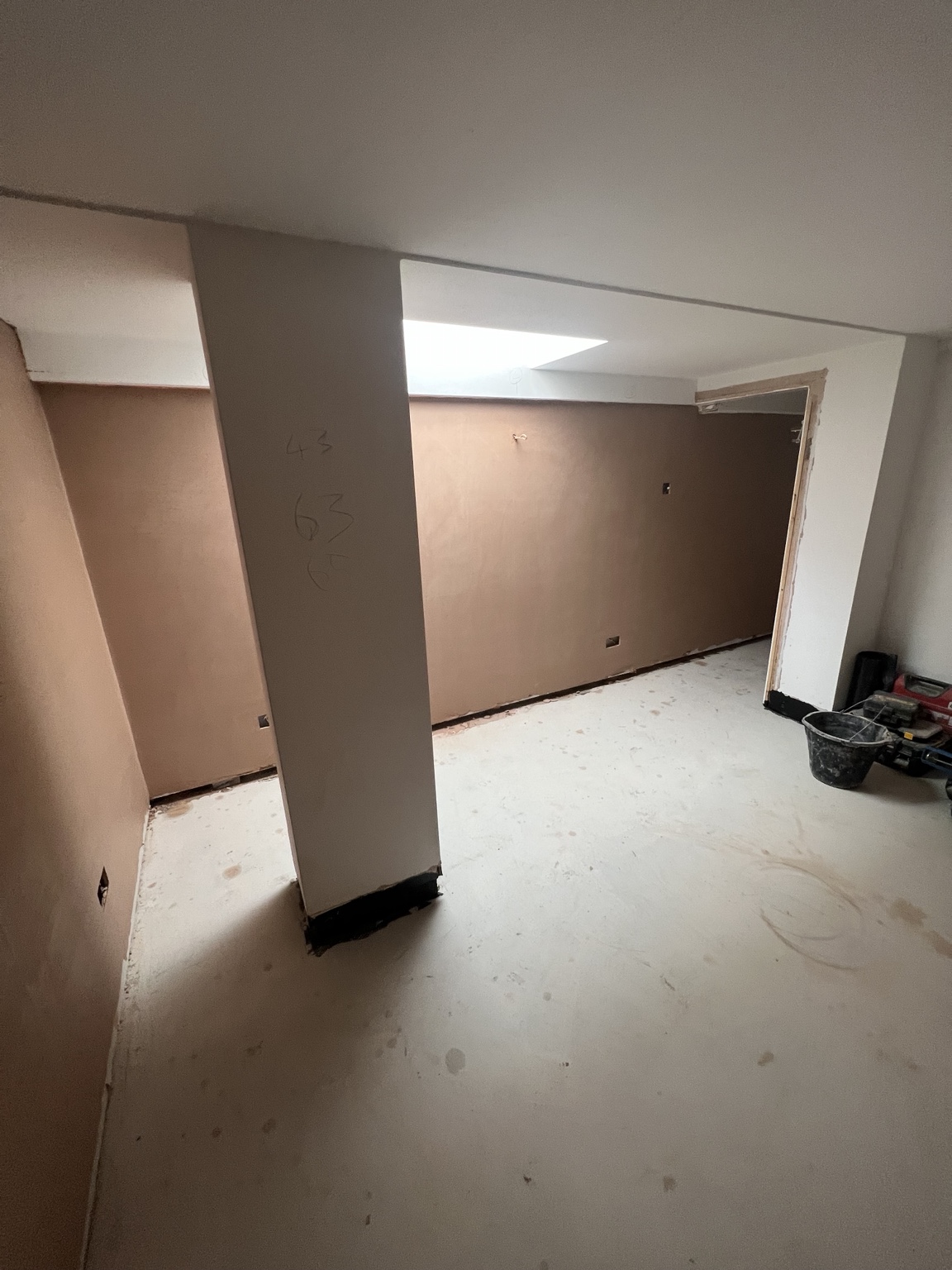 Plastered basement area
